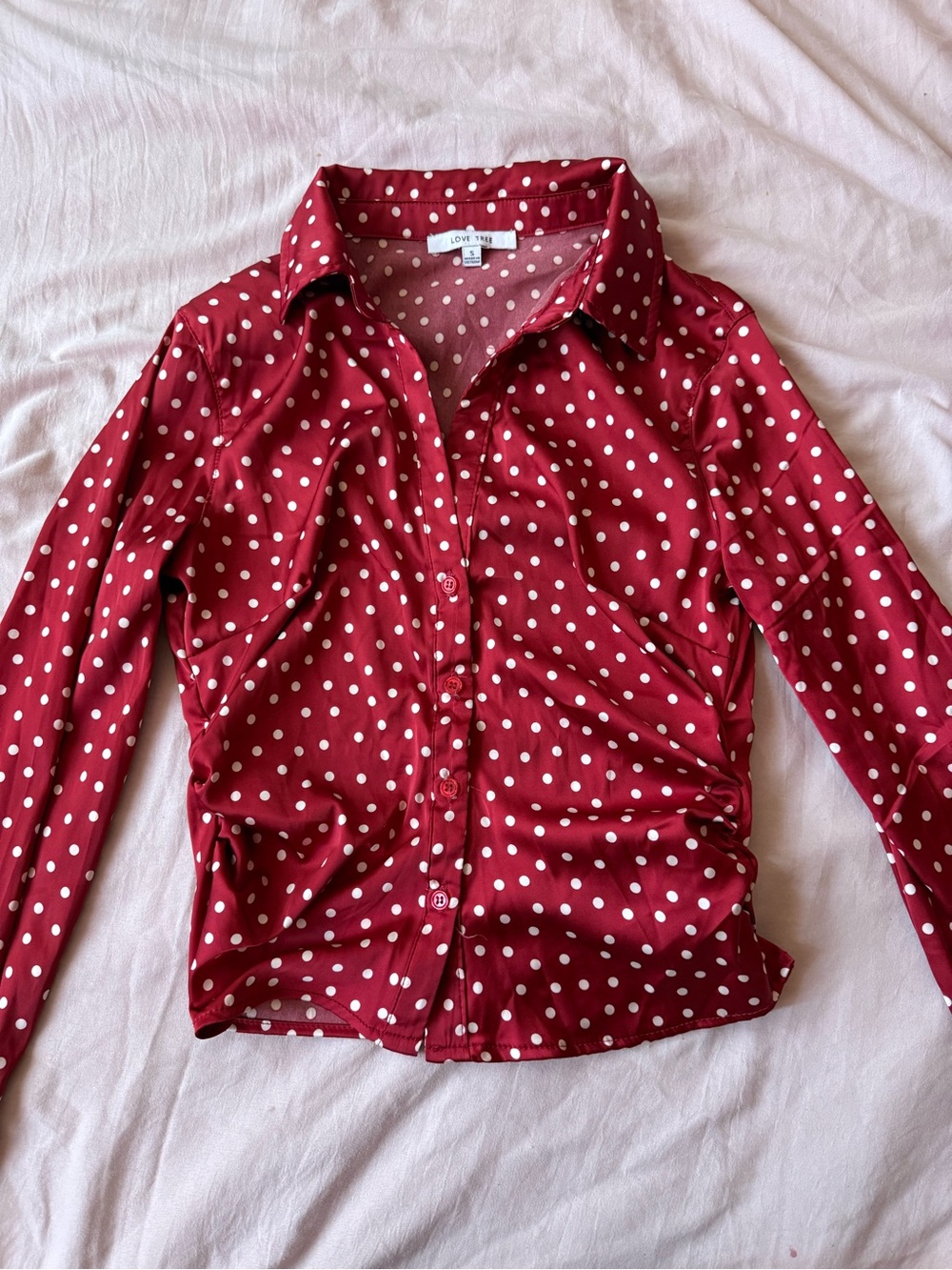 Red Polka Dot Button-Up Shirt